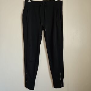 Athleta Black Joggers Pants Zippered Cuffs Drawstrings Waist Size Medium
